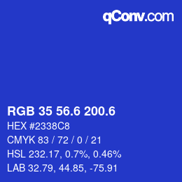 カラーコード: RGB 35 56.6 200.6 | qconv.com