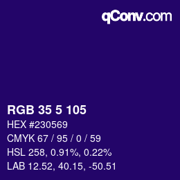 Color code: RGB 35 5 105 | qconv.com