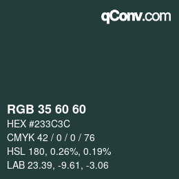 Color code: RGB 35 60 60 | qconv.com