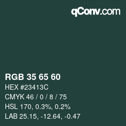 Farbcode: RGB 35 65 60 | qconv.com