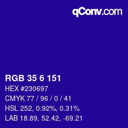 Color code: RGB 35 6 151 | qconv.com