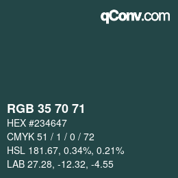 Farbcode: RGB 35 70 71 | qconv.com