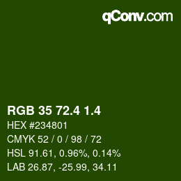 カラーコード: RGB 35 72.4 1.4 | qconv.com