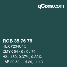 カラーコード: RGB 35 76 76 | qconv.com