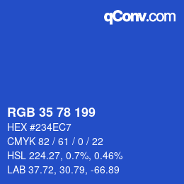 Color code: RGB 35 78 199 | qconv.com