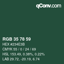 Farbcode: RGB 35 78 59 | qconv.com