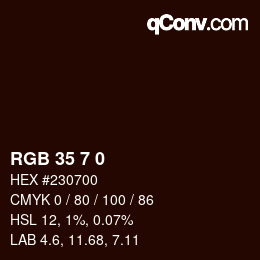 Color code: RGB 35 7 0 | qconv.com
