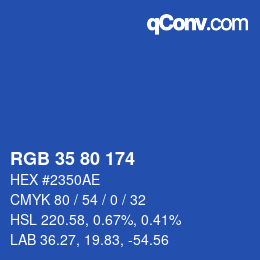 Color code: RGB 35 80 174 | qconv.com