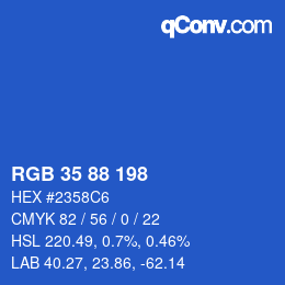 カラーコード: RGB 35 88 198 | qconv.com