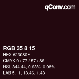 Color code: RGB 35 8 15 | qconv.com