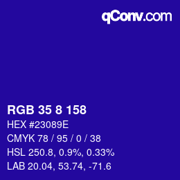 Color code: RGB 35 8 158 | qconv.com