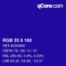 Color code: RGB 35 8 160 | qconv.com