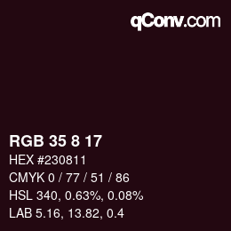 Color code: RGB 35 8 17 | qconv.com