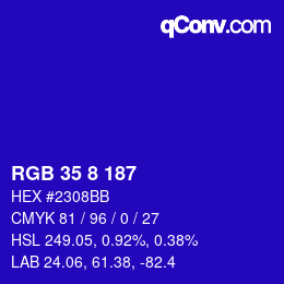 Color code: RGB 35 8 187 | qconv.com