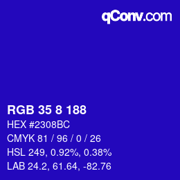 Color code: RGB 35 8 188 | qconv.com