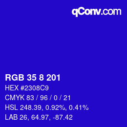 Color code: RGB 35 8 201 | qconv.com