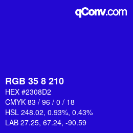 Color code: RGB 35 8 210 | qconv.com