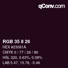 Color code: RGB 35 8 26 | qconv.com