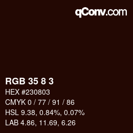 Color code: RGB 35 8 3 | qconv.com