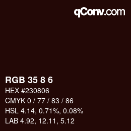 Color code: RGB 35 8 6 | qconv.com