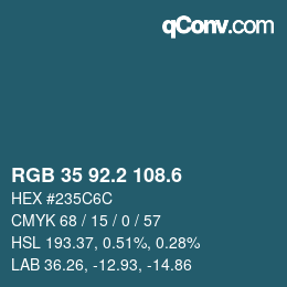 カラーコード: RGB 35 92.2 108.6 | qconv.com
