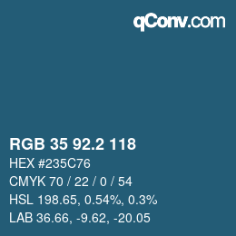 カラーコード: RGB 35 92.2 118 | qconv.com