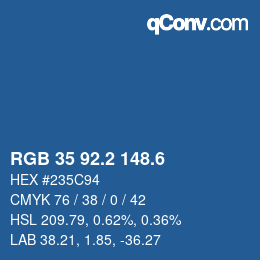 カラーコード: RGB 35 92.2 148.6 | qconv.com