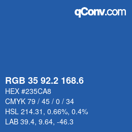 カラーコード: RGB 35 92.2 168.6 | qconv.com