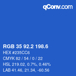 カラーコード: RGB 35 92.2 198.6 | qconv.com