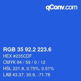 カラーコード: RGB 35 92.2 223.6 | qconv.com