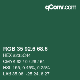 カラーコード: RGB 35 92.6 68.6 | qconv.com