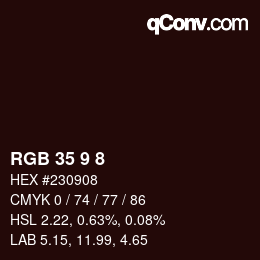 Color code: RGB 35 9 8 | qconv.com
