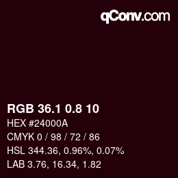 Color code: RGB 36.1 0.8 10 | qconv.com