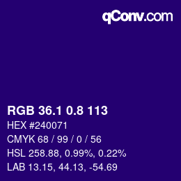 カラーコード: RGB 36.1 0.8 113 | qconv.com