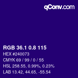 カラーコード: RGB 36.1 0.8 115 | qconv.com