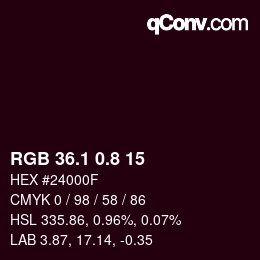 Farbcode: RGB 36.1 0.8 15 | qconv.com