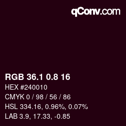 Color code: RGB 36.1 0.8 16 | qconv.com