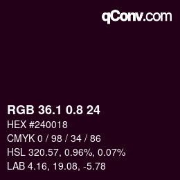 Color code: RGB 36.1 0.8 24 | qconv.com