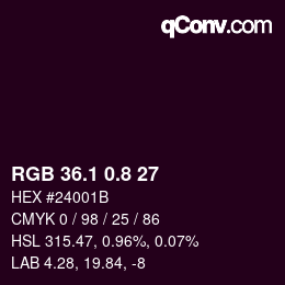 Farbcode: RGB 36.1 0.8 27 | qconv.com