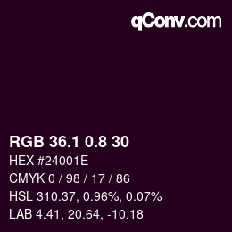 Color code: RGB 36.1 0.8 30 | qconv.com