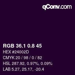 カラーコード: RGB 36.1 0.8 45 | qconv.com