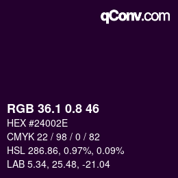 Color code: RGB 36.1 0.8 46 | qconv.com