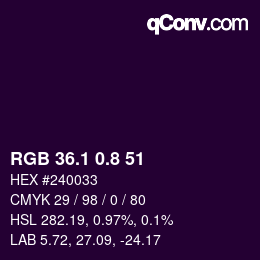 Color code: RGB 36.1 0.8 51 | qconv.com