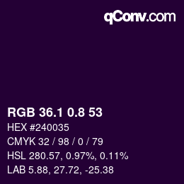 カラーコード: RGB 36.1 0.8 53 | qconv.com