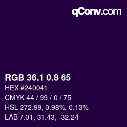 カラーコード: RGB 36.1 0.8 65 | qconv.com