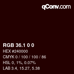 Color code: RGB 36.1 0 0 | qconv.com