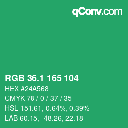 カラーコード: RGB 36.1 165 104 | qconv.com