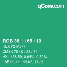 カラーコード: RGB 36.1 165 119 | qconv.com