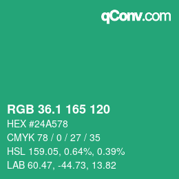 カラーコード: RGB 36.1 165 120 | qconv.com