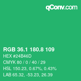 カラーコード: RGB 36.1 180.8 109 | qconv.com